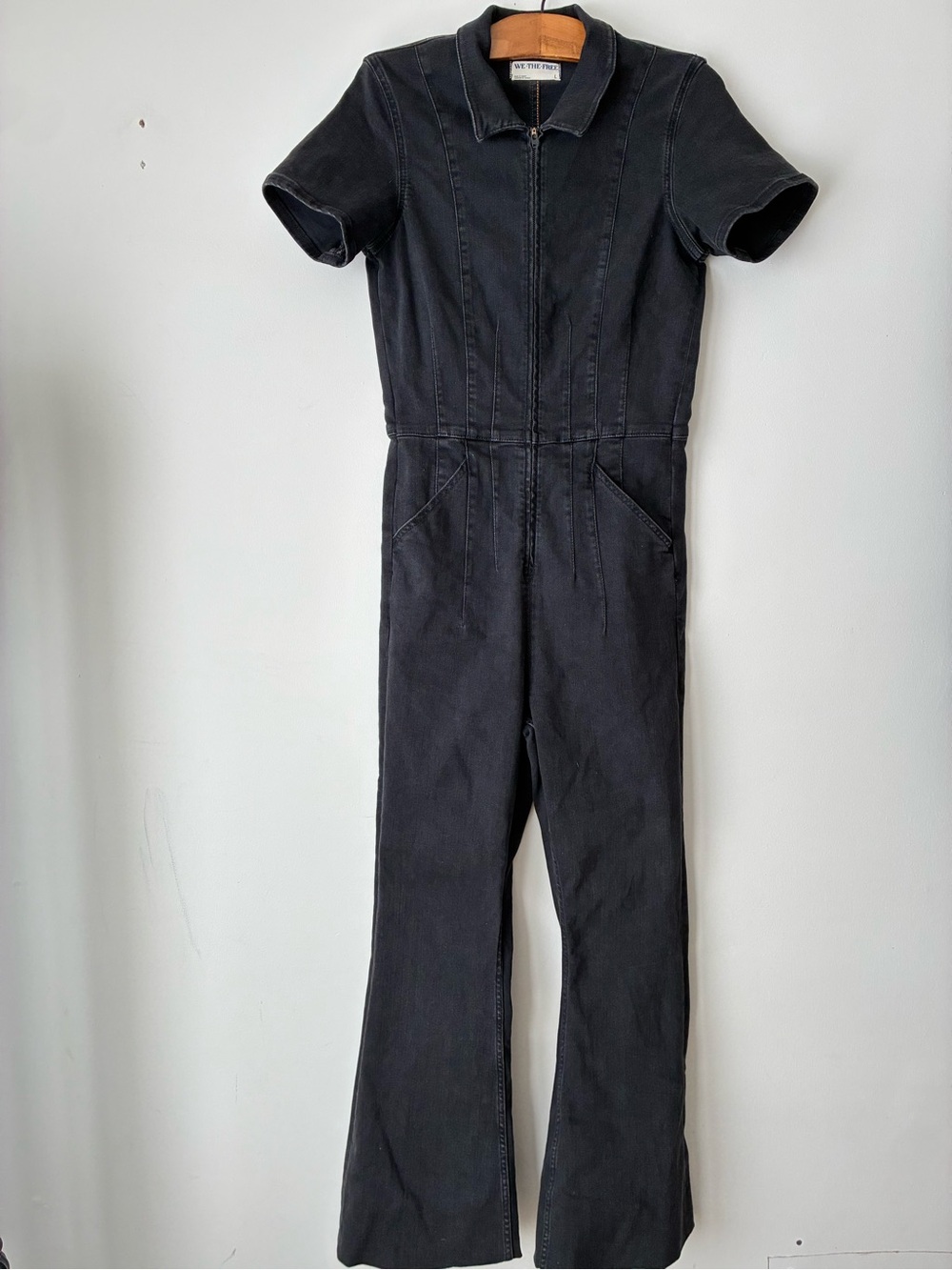 Free People Jumpsuit Women’s Large We The Free Jayde Flare Jumpsuit Black - Picture 3 of 16